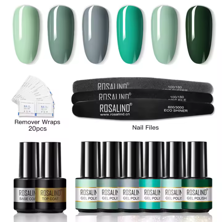 ROSALIND-Juego de manicura para uñas, barniz de Gel semipermanente, necesita herramientas de capa superior Base - 1