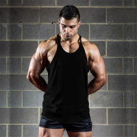 Gym stringer tank top fitness men musculation vest bodybuilding clothing print undershirt solid tank tops - details 2