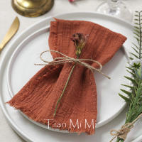 Servilletas rústicas de algodón de gasa, tela de lino Retro elegante y suave para fiesta de boda, comedor, decoración de mesa de uso diario - details 22