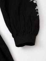 Vintage Women Front Button With Belt Floral Embroidery Short Dress Long Sleeve V Neck Autumn Casual Dress Black - details 8