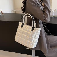 Bolso de hombro cruzado acolchado de algodón para mujer y niña, bolsa de mensajero de gran capacidad, a la moda, Color sólido - details 8