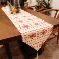 Camino de mesa navideño, decoración de Mantel para el hogar, copo de nieve rojo, muñeco de nieve para fiesta de Navidad, 1 unidad - details 2