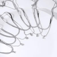 A-Z-collar colgante de acero inoxidable para mujer, cadena pequeña, letra parpadeante, estrangulamiento, cadena de hoja, capas - details 6