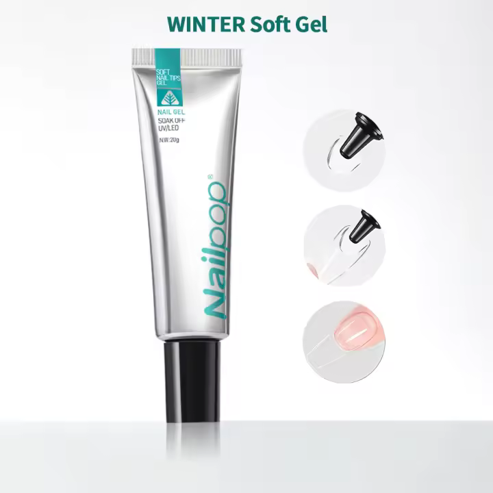 Nailpop Soft Nail Tips Gel EDICIÓN VERANO INVIERNO con Fórmula de Vitamina E para Uñas Postizas Fijación Fuerte y Uñas Hermosas 20g - 1