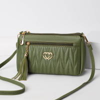 Bolso cruzado de cuero PU para mujer, bolsa de hombro con cremallera de gran capacidad, con hilo de bordar, a la moda, novedad - details 2