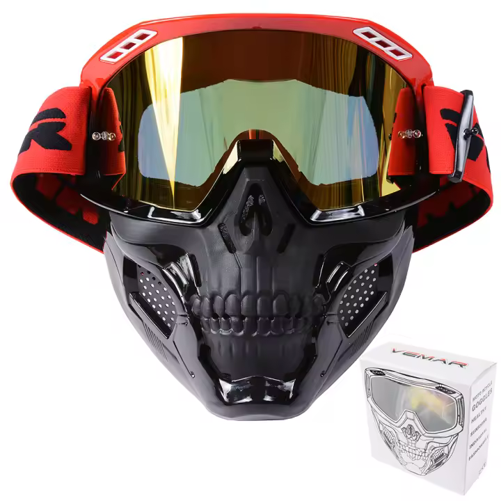 Gafas de Casco de Motocicleta VEMAR Máscara Facial Desmontable con Lente HD - 1