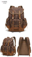 Mochila de Lona Empañada  para Hombres Bolso de Hombro Casual de Gran Capacidad Mochila de Viaje Mochila de Escalada de Cuero de Lona - details 9