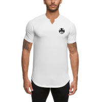 Gym Fitness Shirts Man Slim Fit Hip Hop Casual Clothing Summer Fashion Print Short Sleeve Breathable Quick Dry Elastic T-shirts - details 8