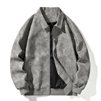 Chaqueta de Cuero de Estilo Retro Suelo Fuerte Abrigo de Color Sólido para Hombres con Cremallera - details 4