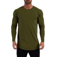 Gym Cotton Long Sleeve T-shirt Men Fitness Workout Slim Fit T Shirt Bodybuilding Sports Training Tee Tops Autumn Casual Clothing - details 8