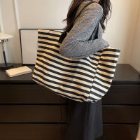 Bolsa de Lona a Rayas Grande Bolsa de Hombro Casual para Mujeres Ideal para Compras Diarias, Estudiantes, Viajes, Bolsa de Playa Material de Lining de Poliéster - details 6