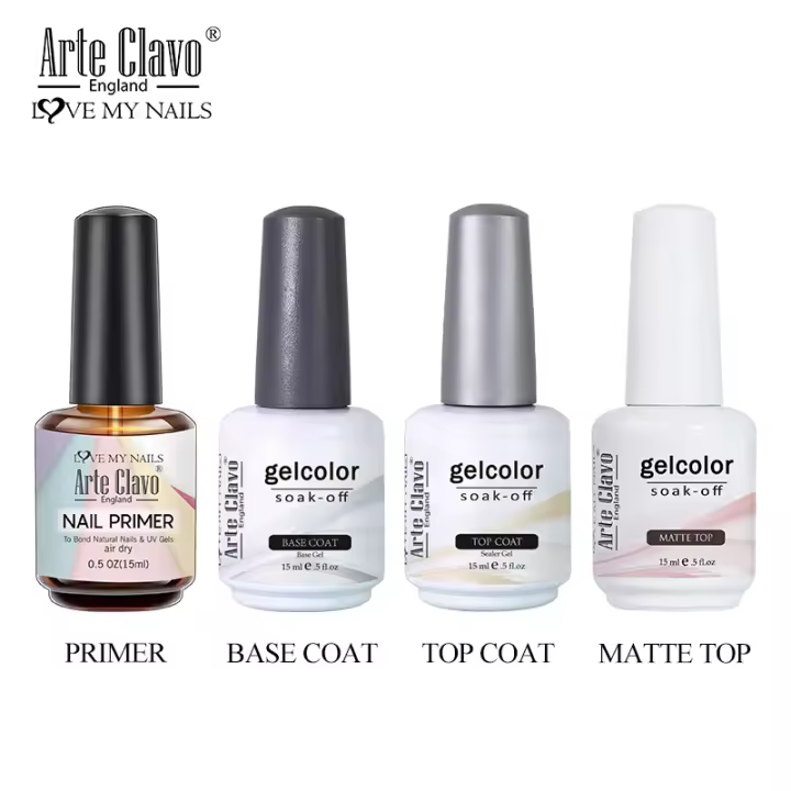 Arte Clavo-Juego de 4 esmaltes en Gel para uñas, barniz semipermanente UV Led para capa superior y Base, 367 colores - 1
