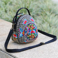 Mochila bordada con flores para mujer, bolsa de hombro de viaje, regalo Floral, Bohemia - details 7