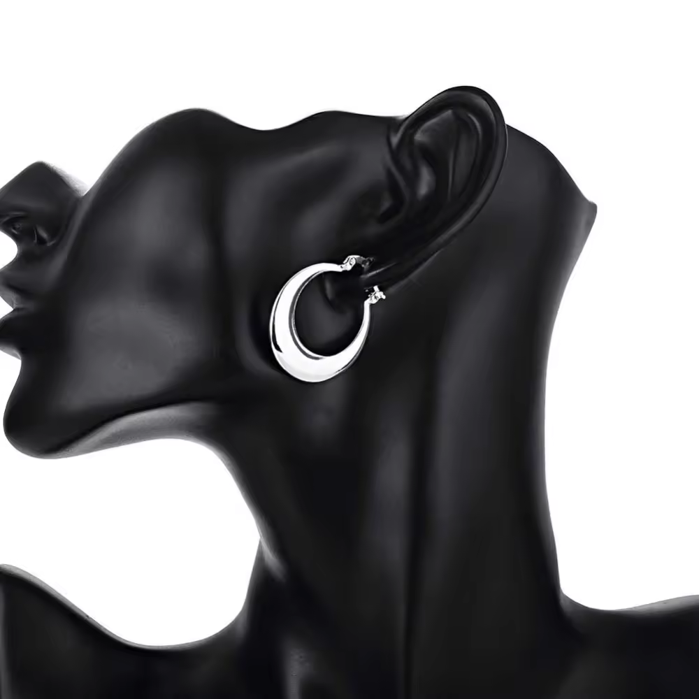 Pendientes de plata de ley 925 para mujer, aretes redondos de 3CM, joyería de compromiso, regalo - details 3