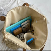 Bolso cuadrado de paja para playa, tejida a mano bandolera, rafia, ratán, compras, viaje, informal, bohemio, Verano - details 21