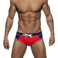 Jessborn calzoncillos de natación para hombre, bañador profesional de cintura baja con bloqueo de color a la moda, entrenamiento de primavera caliente en la playa - details 5
