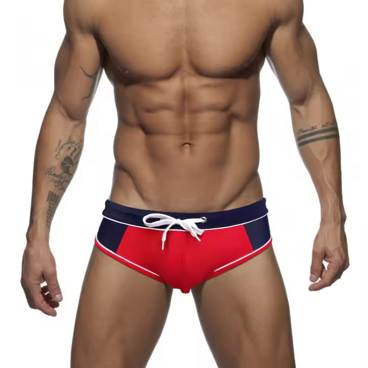 Jessborn calzoncillos de natación para hombre, bañador profesional de cintura baja con bloqueo de color a la moda, entrenamiento de primavera caliente en la playa - 1