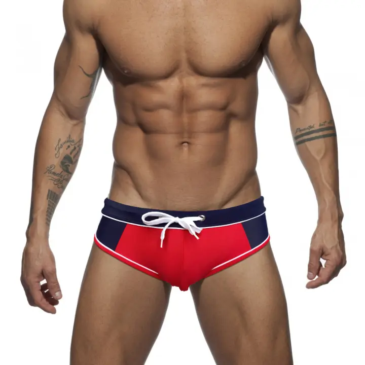 Jessborn calzoncillos de natación para hombre, bañador profesional de cintura baja con bloqueo de color a la moda, entrenamiento de primavera caliente en la playa - 1
