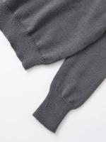 Women Casual Long Sleeve Polo Collar Knit Pullover Autumn Winter Gray Sweater - details 6
