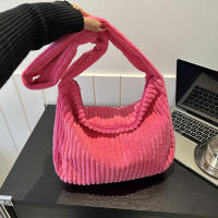 Bolso de mano de invierno para mujer, bolsos de gran capacidad, bolsos de hombro informales, bolso cruzado de pana de tendencia para mujer - details 3