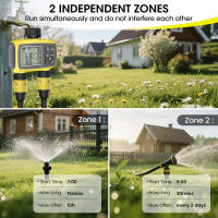 Controlador de riego de 2 canales, temporizador automático de agua, dispositivo de riego de flores, válvula de agua, aspersor temporizado para invernadero de jardín - details 5