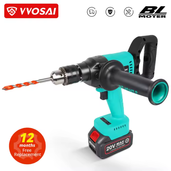VVOSAI-taladro eléctrico sin escobillas de 20V, destornillador inalámbrico de 130NM, batería de iones de litio, potencia eléctrica que puede golpear el hielo - 1