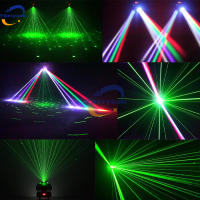 Nuevo Disco DJ escenario láser giratorio + haz RGB estroboscópico láser verde DMX512 proyector de luz Bar fiesta boda luces de efecto de Navidad - details 11