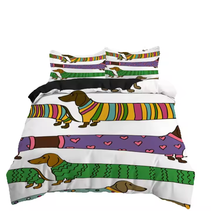 Juego de Cubierta de Edredón de Dachshund de Dibujos Animados Tamaño Cama Grande - 1