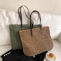 Bolso de playa de verano para mujer bolso de ratán tejido hecho a mano paja de gran capacidad bolso de hombro de cuero para mujer nuevo bohemio - details 25