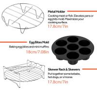 Juego de accesorios para freidora de aire de grado alimenticio, cesta de pastel, estante para tostadas, cepillo de aceite, sartén para Pizza, juego de estante para cocinar al vapor, 9 piezas - details 5