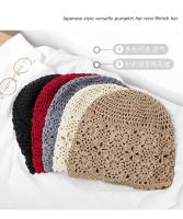 Popular hermosa mujer verano algodón crochet Slouchy Beanie sombrero hecho a mano recorte de punto verano Floral calavera gorra - details 6