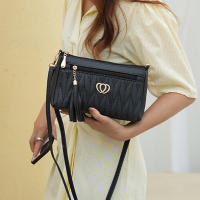 Bolso cruzado de cuero PU con cremallera para mujer, bandolera pequeña de gran capacidad con borlas de hilo, a la moda, novedad - details 4