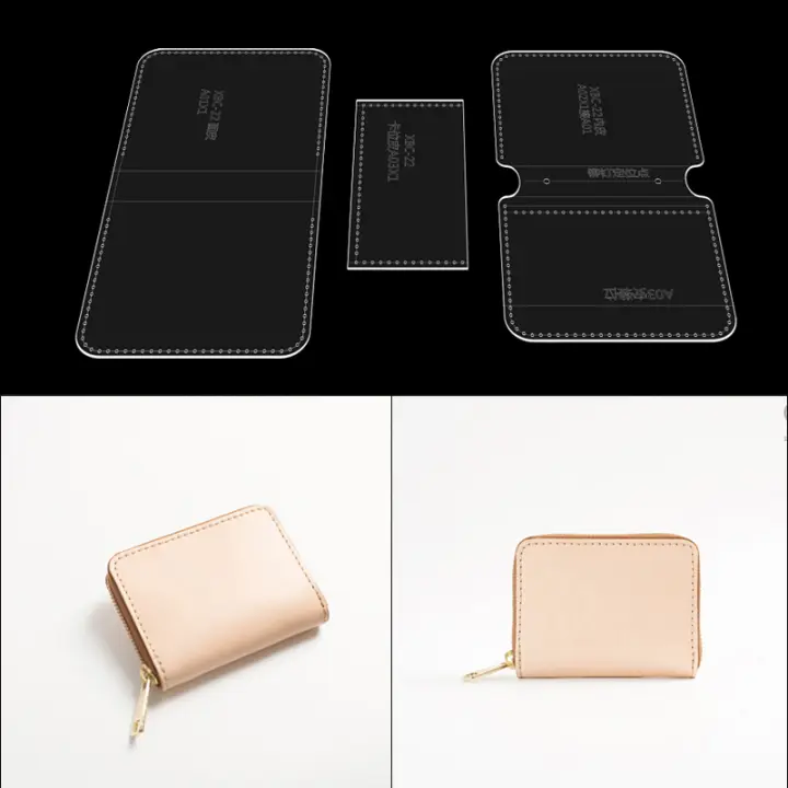 Tarjetero de moda con plantilla de cuero, molde acrílico duradero, monedero, fabricación de billetera, plantillas de cuero para manualidades, suministros de bricolaje - 1