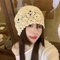 Popular hermosa mujer verano algodón crochet Slouchy Beanie sombrero hecho a mano recorte de punto verano Floral calavera gorra - details 4