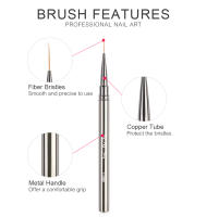 Brocha de Línea de Uñas KADS con Pluma de Caver Herramienta de Manicura para Decoración DIY Dibujo de Flores Rayas Patrón de Metal - details 1
