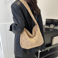 Bolso de mano de invierno para mujer, bolsos de gran capacidad, bolsos de hombro informales, bolso cruzado de pana de tendencia para mujer - details 9