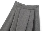 High Street Women Mid Waist Box Pleat A-line Midi Skirt Office Lady Autumn Winter Elegant Skirts Gray faldas mujer - details 3