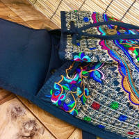 Mochila de lona con diseño bordado hecho a mano Retro para mujer, bolso de hombro de viaje, mochila étnica de gran capacidad - details 16
