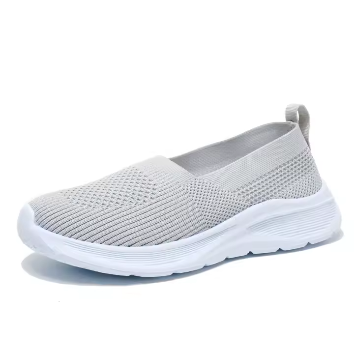 Zapatillas de deporte de punto para mujer, zapatos planos ligeros sin cordones, mocasines de talla grande, Verano - 1