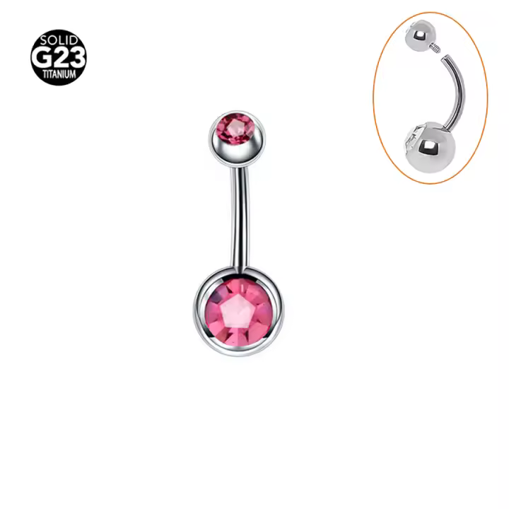 Piercing de doble cristal de titanio F136 para mujer, joyería Sexy para el cuerpo, colgante para la oreja, anillos para el ombligo, Piercing para el ombligo, 1 unidad - 1