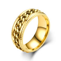 Anillo giratorio de 8mm a la moda para hombres y mujeres cadena cubana de acero inoxidable Spinner banda antiestrés anillos de ansiedad regalos de joyería - details 1