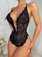 Lencería sexual sin entrepierna para mujer, conjunto de sujetador hueco de encaje, disfraces eróticos, vestido exótico de muñeca bebé, ropa interior sexual con escote en V profundo - details 22