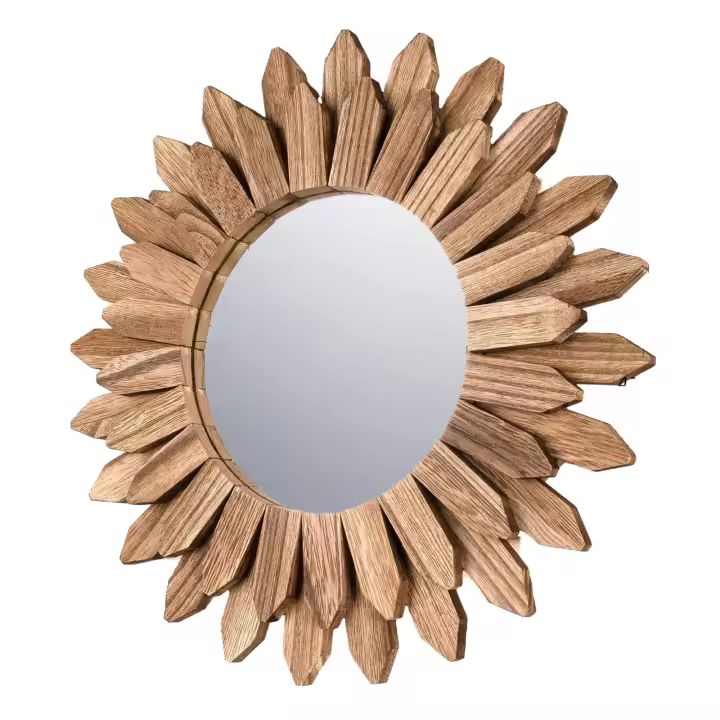 Espejo De Pared Redondo De Madera Para Maquillaje, Para Oficina, Pasillo, Decoración Del Hogar, 30cm - 1