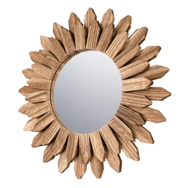 Espejo De Pared Redondo De Madera Para Maquillaje, Para Oficina, Pasillo, Decoración Del Hogar, 30cm - 1