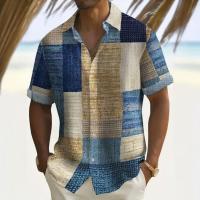 Camisa Casual de Verano para Hombres Estampado de Parche de Bloque de Color Manga Corta - details 3