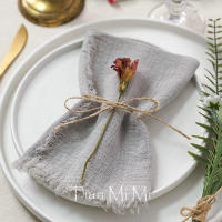Servilletas rústicas de algodón de gasa, tela de lino Retro elegante y suave para fiesta de boda, comedor, decoración de mesa de uso diario - details 8