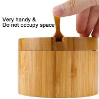 Caja de condimentos de bambú con cuchara, cubierta giratoria, olla de condimentos de bambú, succión magnética, caja de sal de celda única - details 7