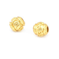 Cuentas de ojo de libélula de latón de Color dorado de 18K con patrón, cuentas espaciadoras de barril de bola redonda, fabricación de joyería, accesorios de pulseras Diy - details 10