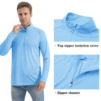 MAGCOMSEN men's long sleeve sun shirts upf 50+ tees 1/4 zip up fishing running rash guard t-shirts - details 36