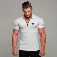 European and American style Fashion Zip Print Polo Tees Mens Cotton Slim Polo Shirts with Short Sleeve Fitness Polo T-Shirt - details 11